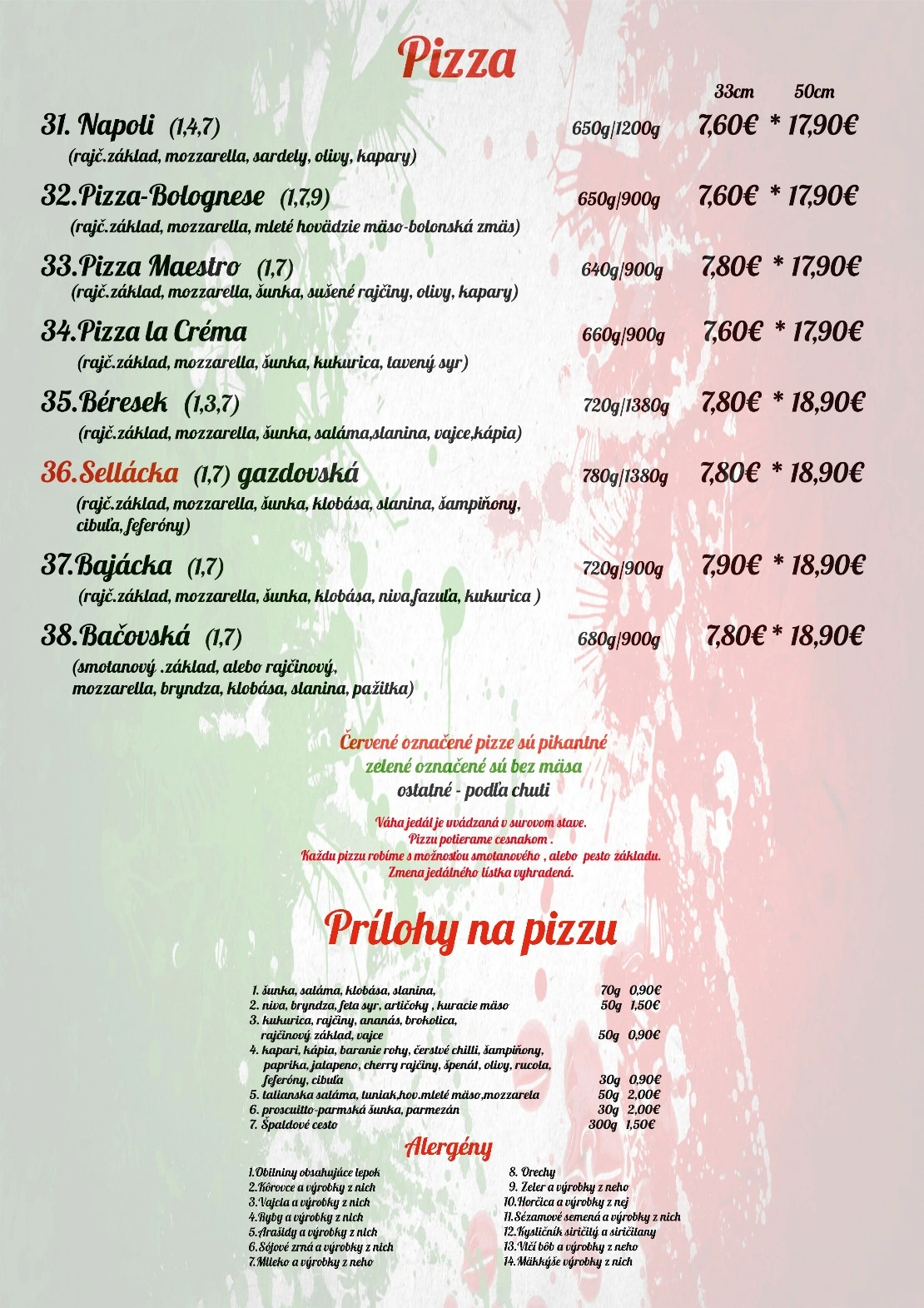 Pizza marco jedalny listok